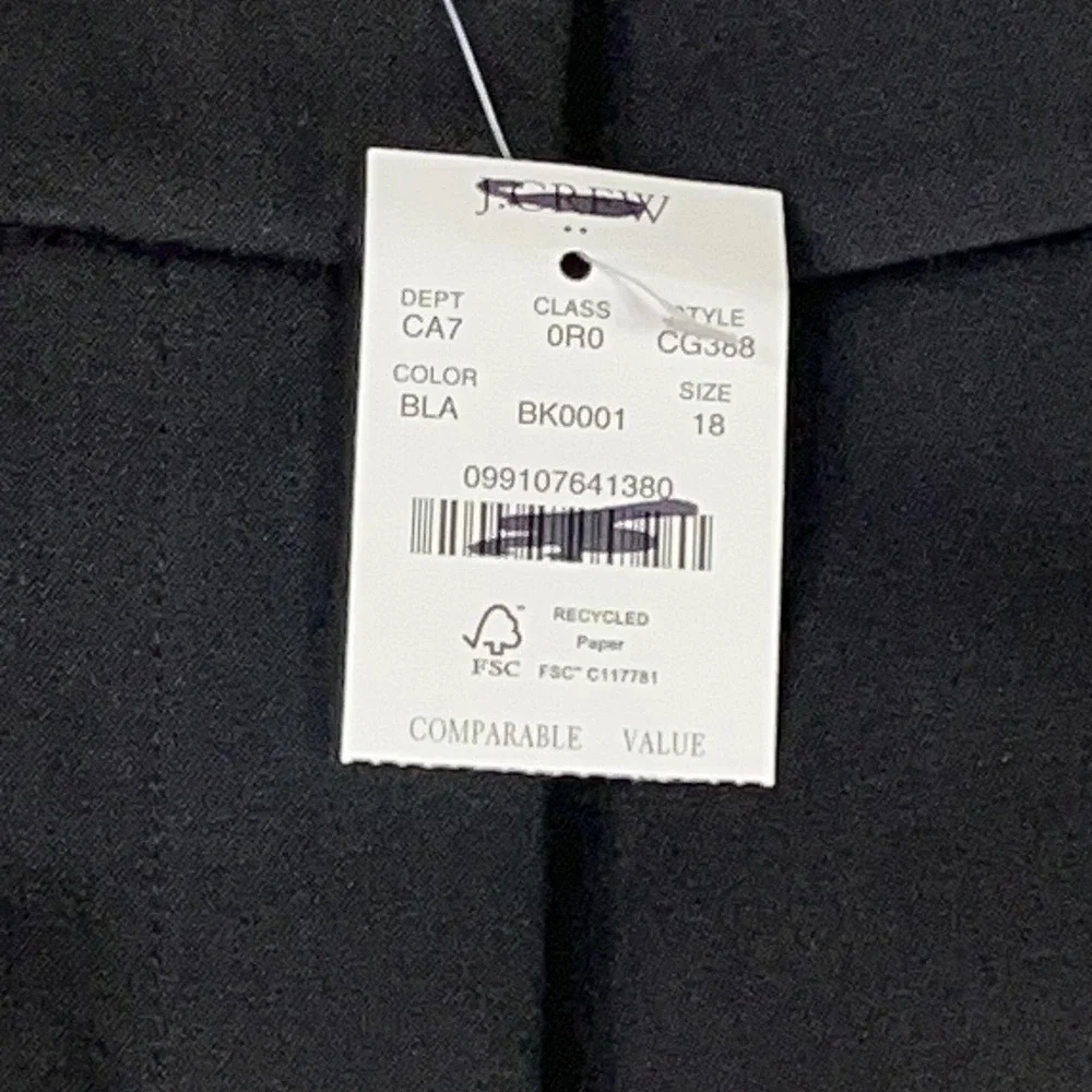 J.Crew Factory Remy Pants Womens 18 Black Crop Wide Leg Stretch Cotton Blend NWT